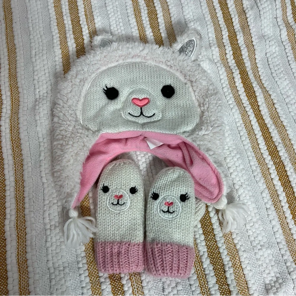 Lil' Llama Girls Hat And Mitten Set Size M (2T-3T)‎